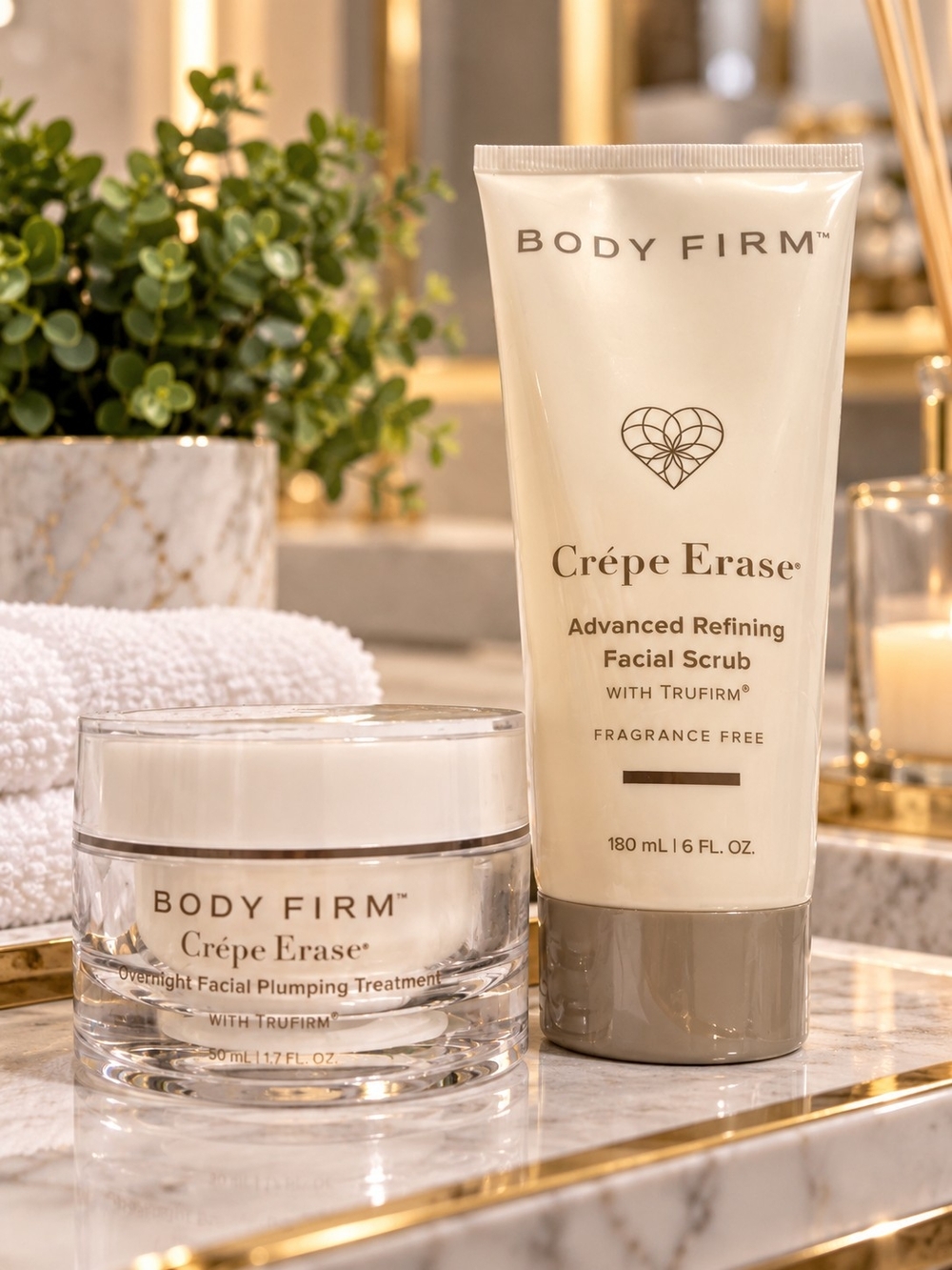 Crepe Erase Advanced Refining Facial Scrub And Overnight Facial Plump Treatment